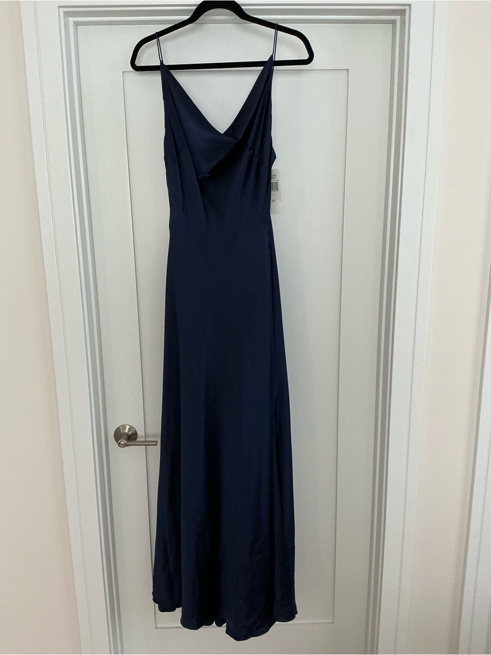 Lauren Ralph Lauren Elegant Navy Cowl Neck Silk Slip Dress Size 12.